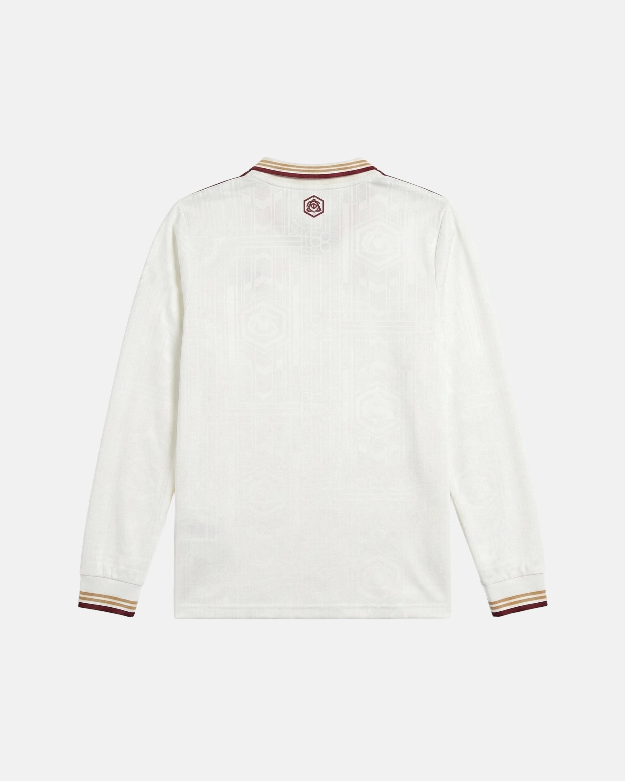 Arsenal embroidered white long sleeves jersey back view — limited edition handcrafted in Paris and Versailles — VOLTA