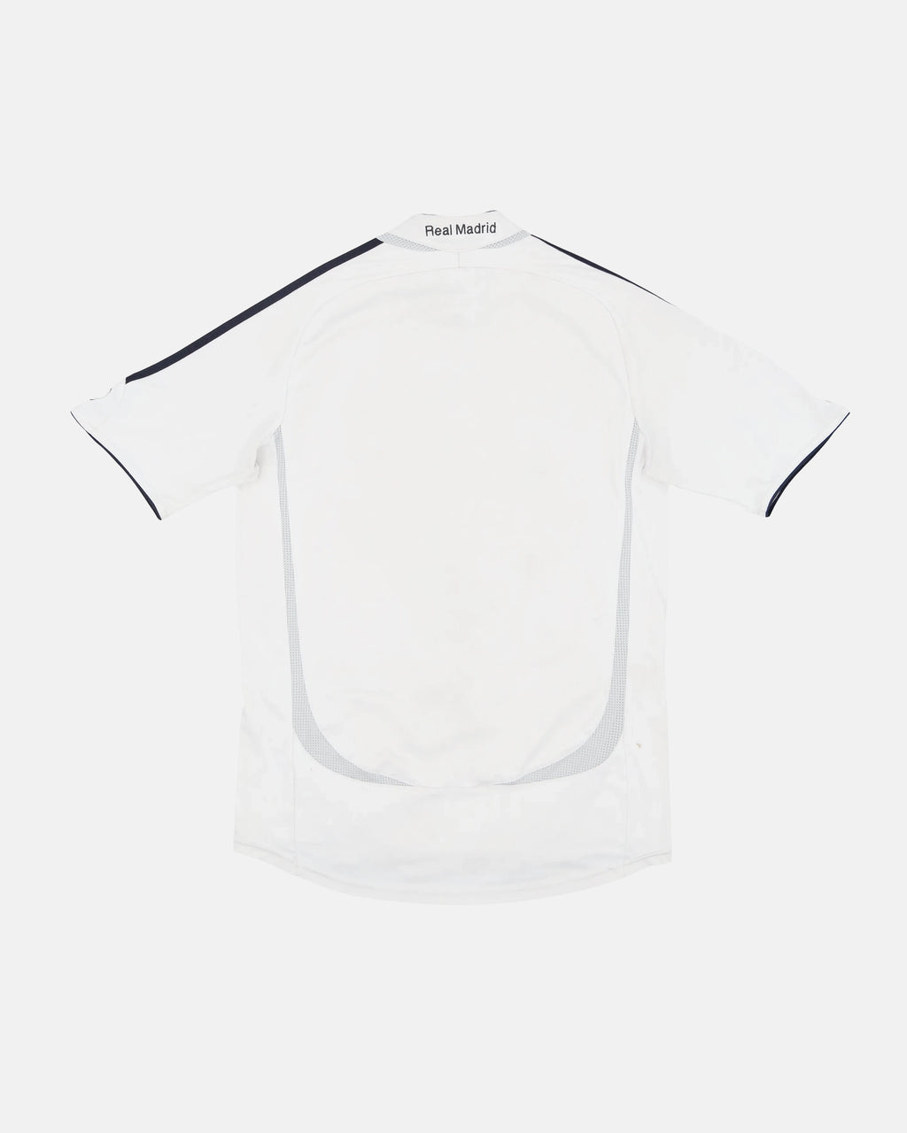 Real Madrid embroidered white retro concept jersey back view — limited edition handcrafted in Paris and Versailles — VOLTA Galáctico Garden Edition