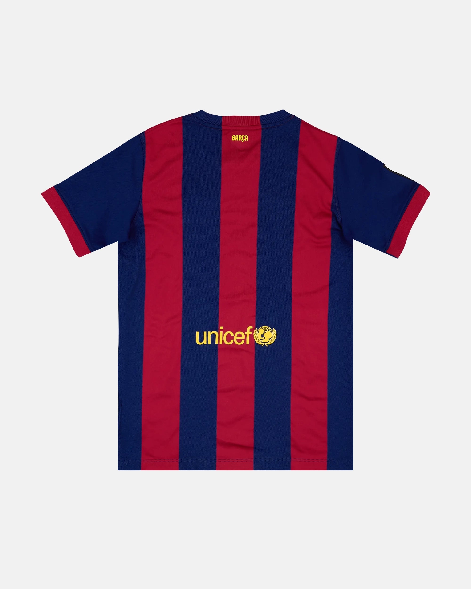 Barcelona embroidered Blaugrana retro concept jersey back view — limited edition handcrafted in Paris and Versailles — VOLTA Senyera in Flight Edition