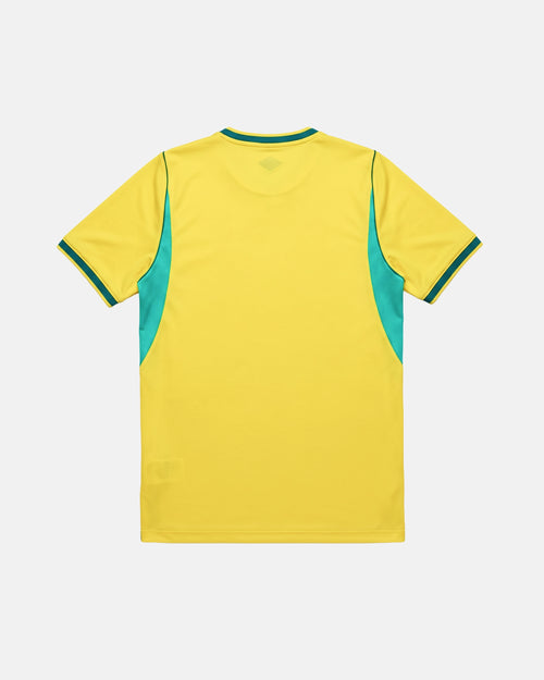 Brazil embroidered Canarinha yellow concept jersey back view — limited edition handcrafted in Paris and Versailles — VOLTA Canarinha in Bloom Edition