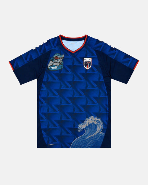 Cape Verde 'Blue Shark' Edition hand-embroidered concept football jersey front view — VOLTA Paris