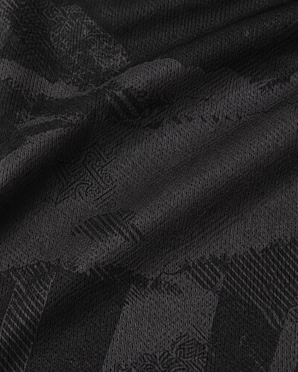 Close-up of deconstructed tartan graphic all-over print base textile — Chelsea ‘Abbey Cats’ Edition — VOLTA Paris