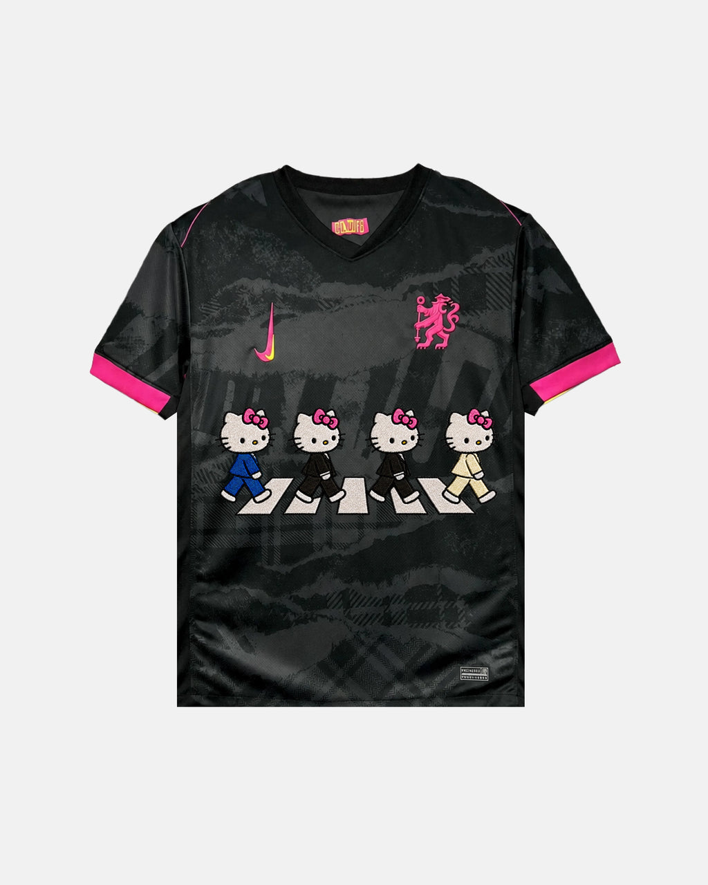 Chelsea ‘Abbey Cats’ Edition hand-embroidered concept football jersey front view — VOLTA Paris