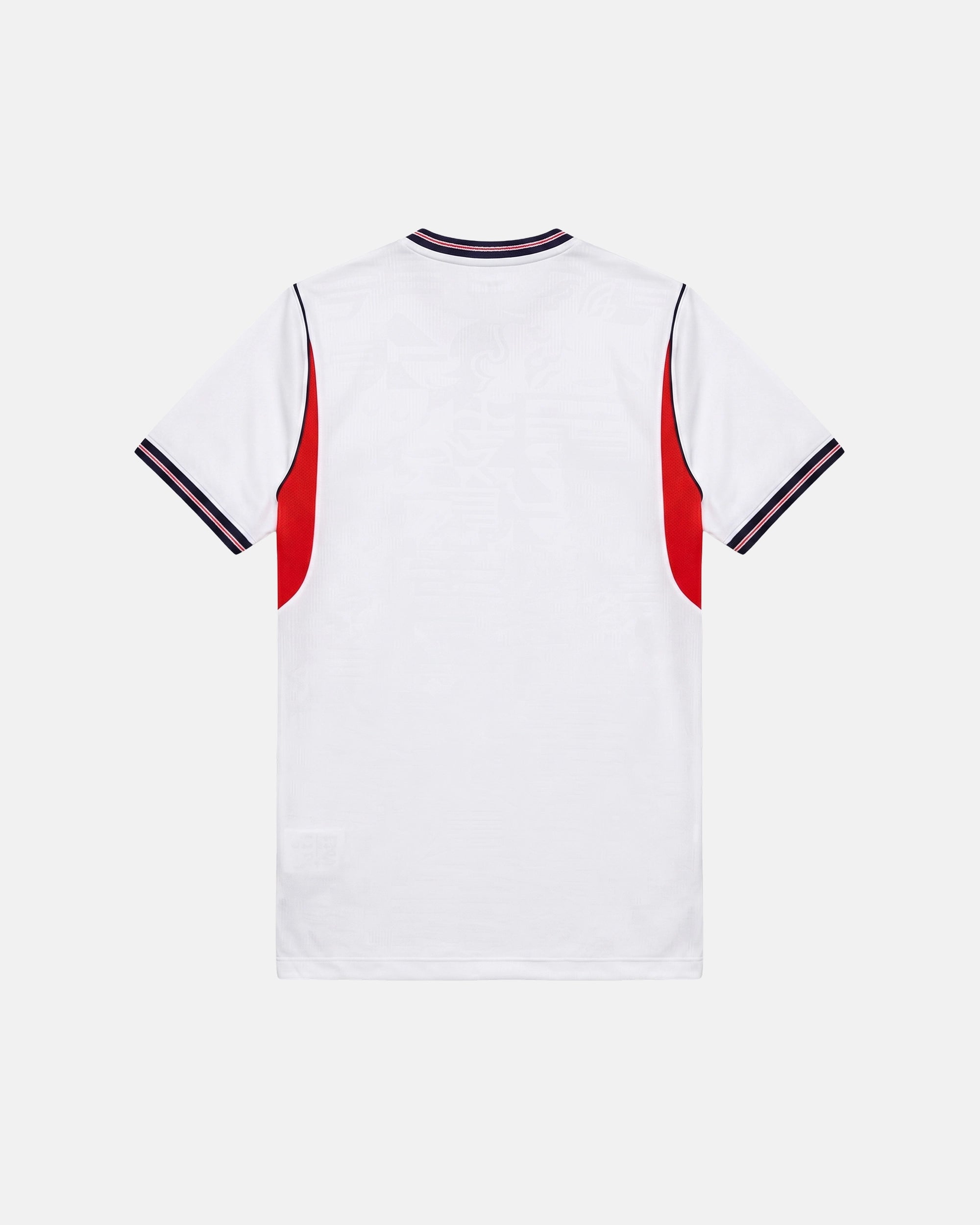 England embroidered white concept jersey back view — limited edition handcrafted in Paris and Versailles — VOLTA Happy and Glorious Edition