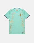 Full front view of the France Concept Jersey (Versailles Gold Edition), showing the mint green base with hand-embroidered golden baroque filigree art.