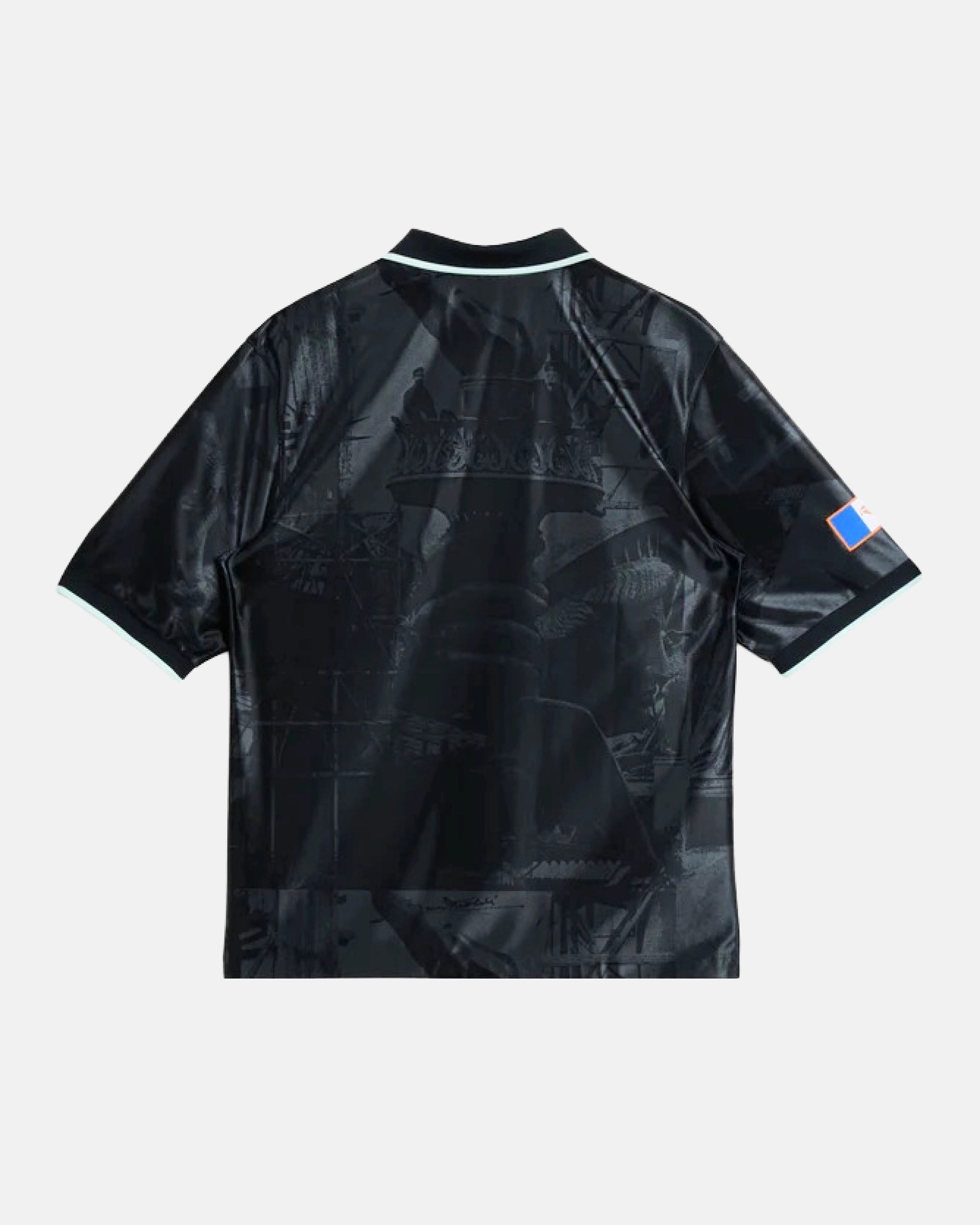 France embroidered black concept jersey back view — tonal Parisian architectural heritage photographic print — limited edition handcrafted in Paris and Versailles — VOLTA Nos Différences Edition