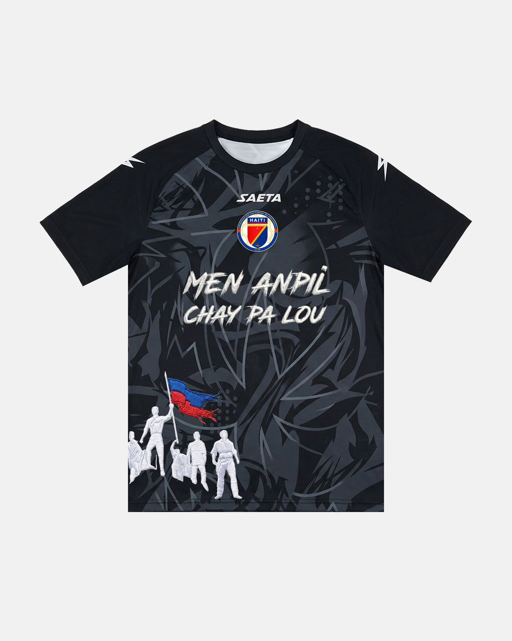 Haiti '1804' Edition hand-embroidered concept football jersey front view — VOLTA Paris