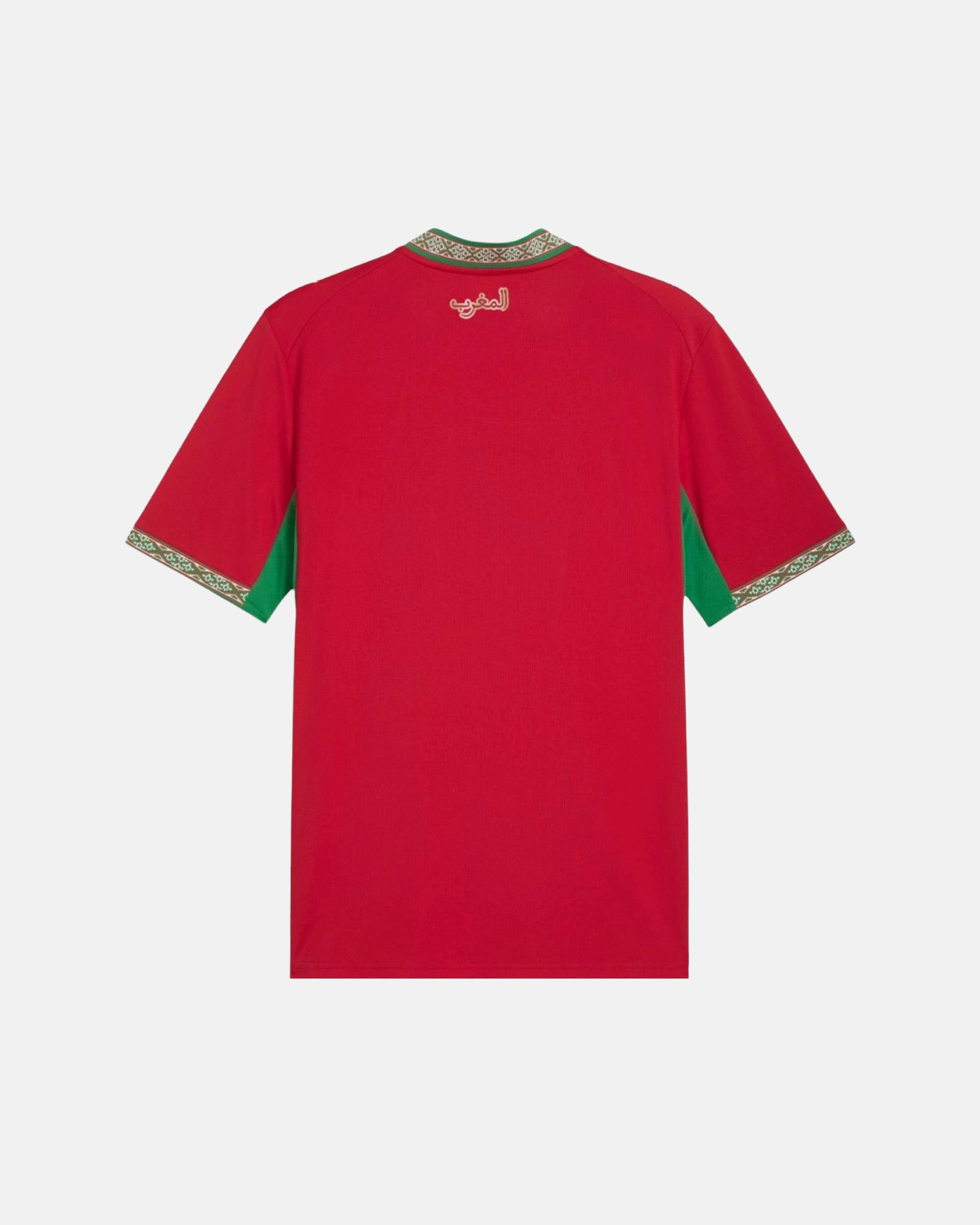 Morocco 'Fassi Gold' Edition hand-embroidered home concept football jersey back view — VOLTA Paris