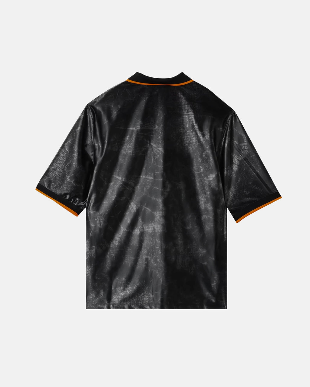 Netherlands embroidered black concept jersey back view — tonal Amsterdam map jacquard texture — limited edition handcrafted in Paris and Versailles — VOLTA Black Tulip Edition