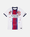 PSG 'Sang Bleu' Edition hand-embroidered away concept football jersey front view — VOLTA Paris